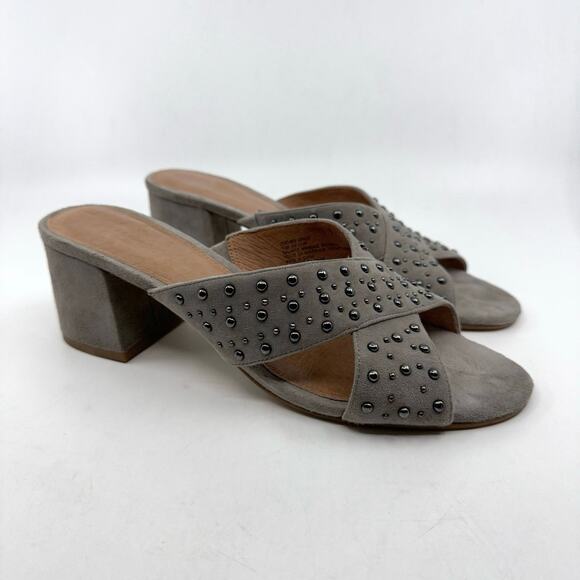 Halogen Fable Studded Slide Sandals Block Heel Open Toe Grey Womens Size US 9.5 - Picture 3 of 8